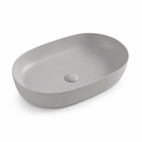 Lavoar pe blat Fluminia, Odera Slim, oval, 60 x 41.5 cm, gri deschis